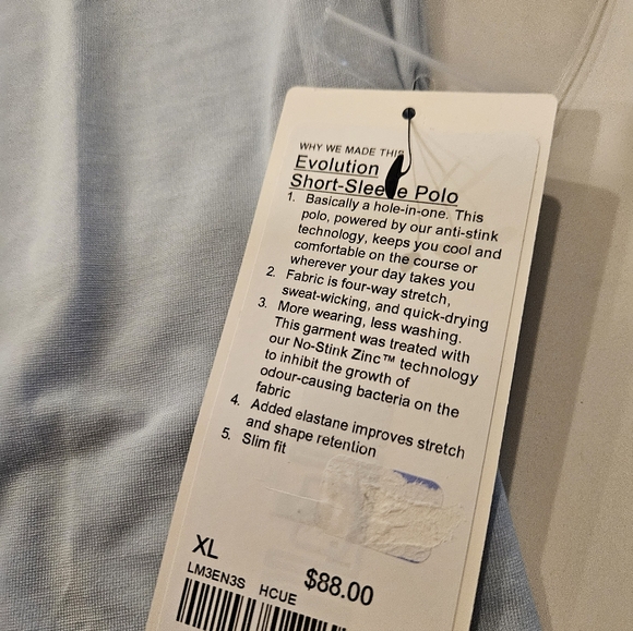 NWT Lululemon athletica Men's Heathered Starch Blue Polo Shirt SZ XL - Picture 6 of 10
